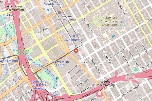 Map showing Original Joe's in San Jose