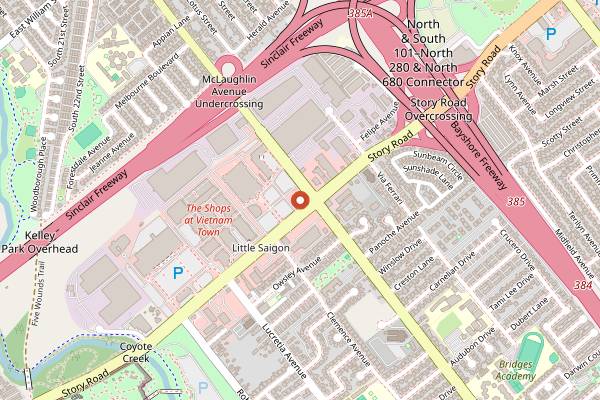 Map showing Banh Mi Oven in San Jose