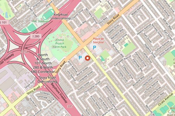 Map showing Los Tacos De La Esquina CDMX in San Jose