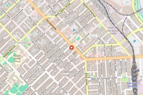 Map showing Hop and Vine in San Jose