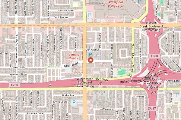 Map showing Vintage Wine Merchants in San Jose