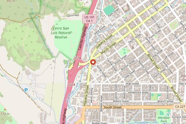 Map showing House of Bread in San Luis Obispo