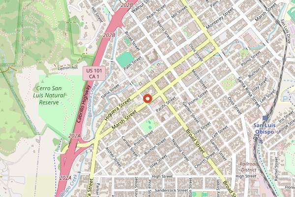 Map showing McCarthy's Irish Pub in San Luis Obispo