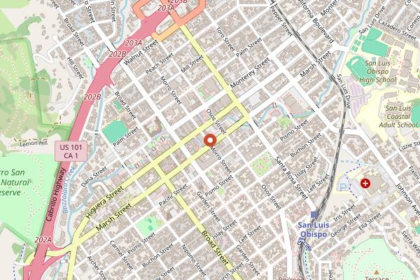 Map showing Nightcap in San Luis Obispo