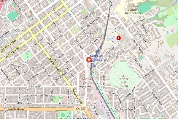 Map showing Bon Temps Creole Cafe in San Luis Obispo
