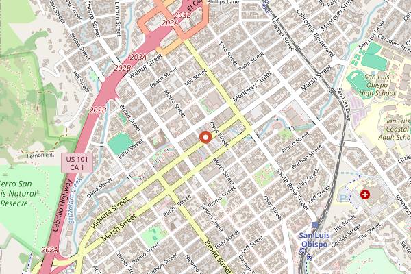 Map showing Louisa's Place in San Luis Obispo
