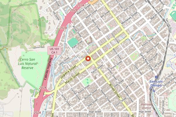 Map showing Kreuzberg California in San Luis Obispo
