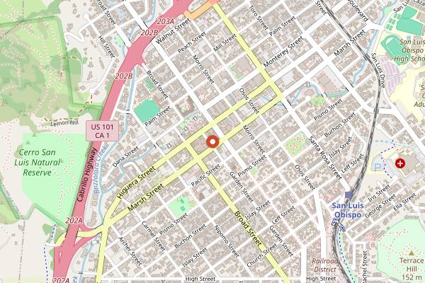 Map showing Scout Coffee in San Luis Obispo