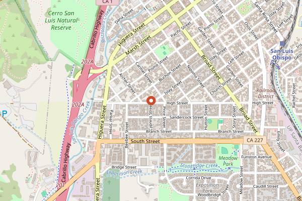 Map showing High Street Market & Deli in San Luis Obispo