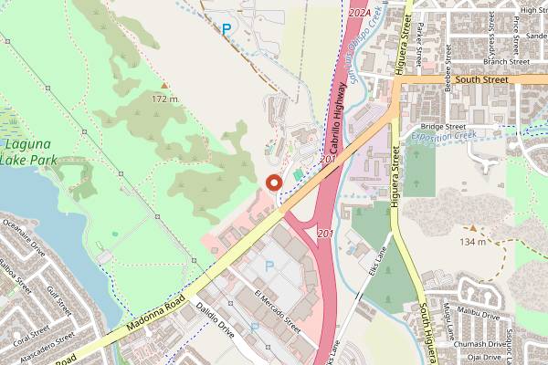 Map showing Alex Madonna's Gold Rush Steak House in San Luis Obispo