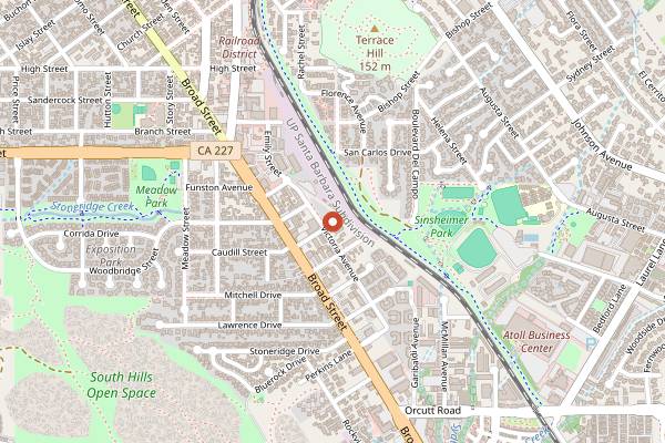 Map showing SLO Food Co-op in San Luis Obispo
