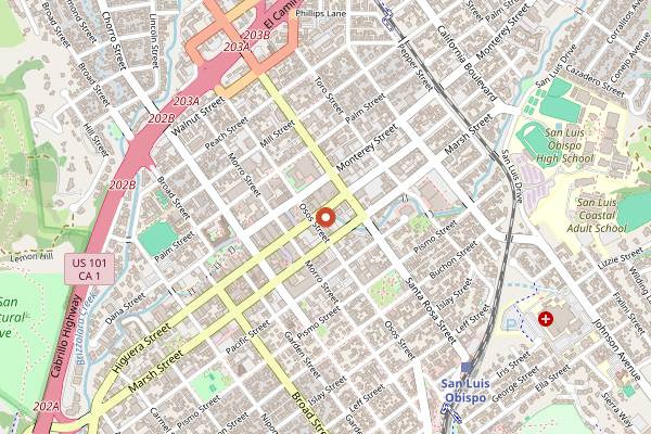 Map showing Firestone Grill in San Luis Obispo