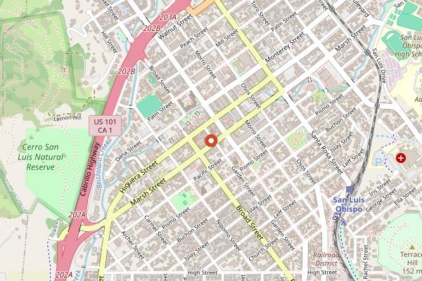 Map showing La Locanda in San Luis Obispo