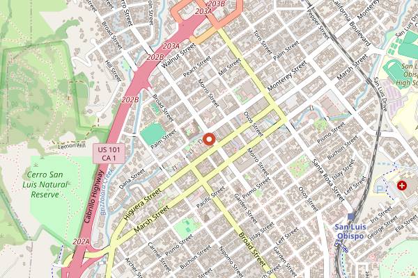 Map showing Luna Red in San Luis Obispo