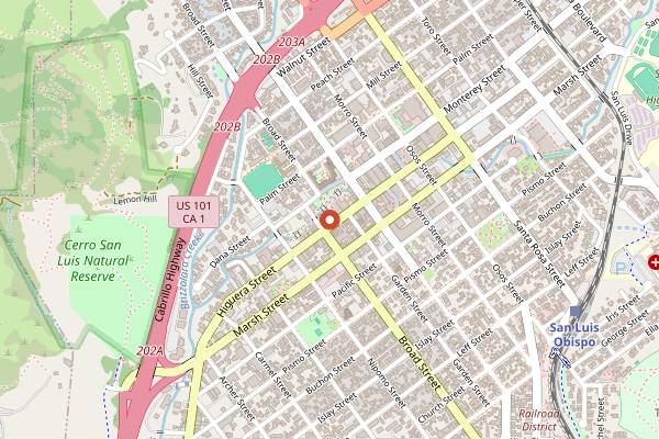 Map showing Novo Restaurant & Lounge in San Luis Obispo