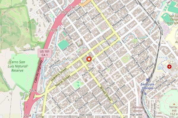 Map showing Dunites Wine Co. in San Luis Obispo