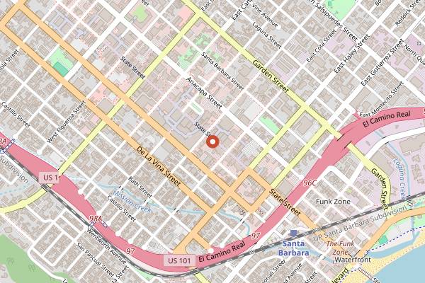 Map showing Jeannine's At the Shore in Santa Barbara