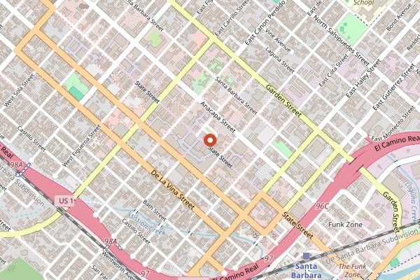 Map showing McConnell's Fine Ice Creams in Santa Barbara