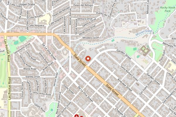 Map showing Apples to Zucchini Cooking School in Santa Barbara