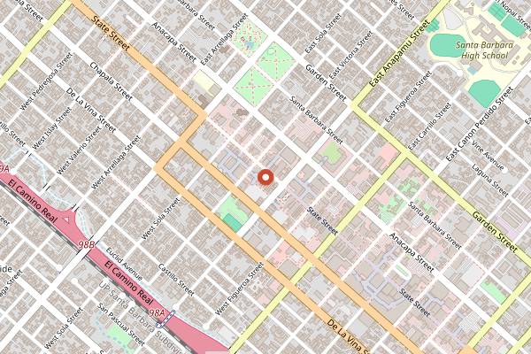 Map showing SOhO Restaurant and Music Club in Santa Barbara