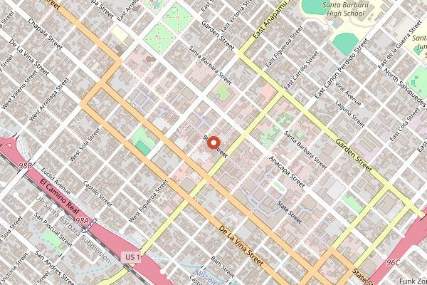 Map showing Santa Barbara Certified Farmers Market - Saturday in Santa Barbara