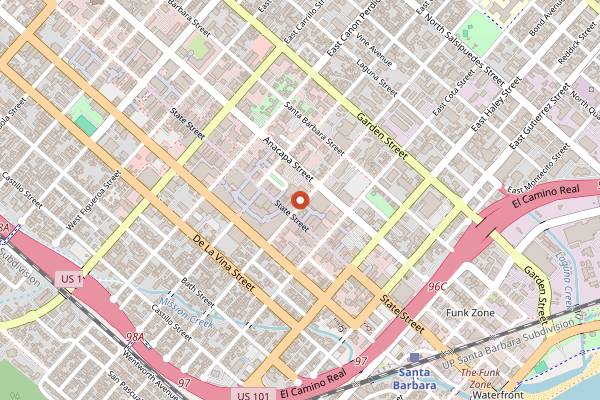 Map showing The Press Room in Santa Barbara
