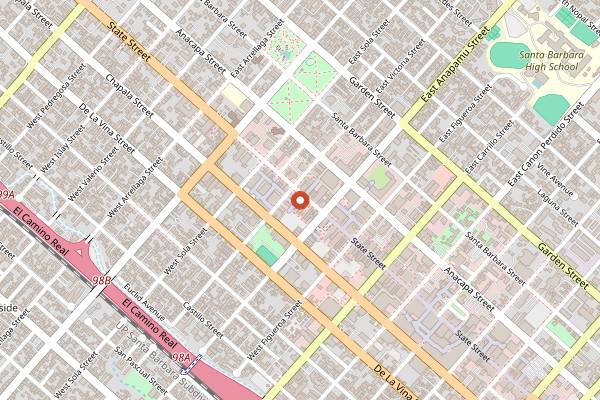 Map showing Arigato Sushi in Santa Barbara