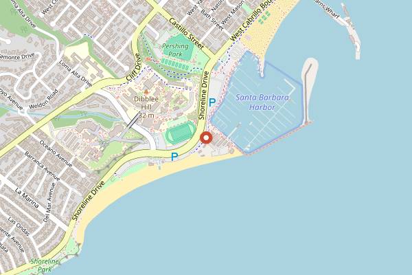 Map showing Brophy Bros. in Santa Barbara
