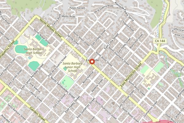 Map showing Los Agaves in Santa Barbara