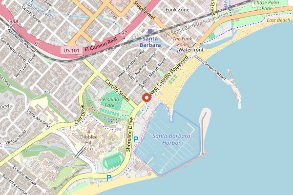 Map showing Toma Restaurant and Bar in Santa Barbara