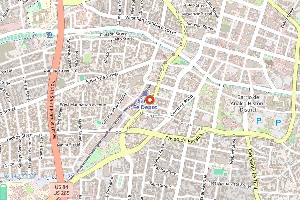 Map showing Tomasita's in Santa Fe