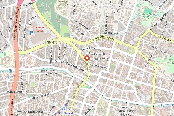 Map showing Bumble Bee's Baja Grill in Santa Fe