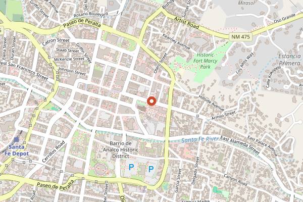 Map showing Palacio Cafe in Santa Fe