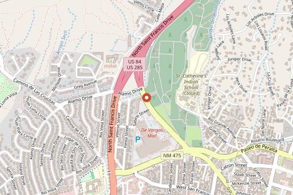 Map showing Las Cosas Kitchen Shoppe Cooking School in Santa Fe