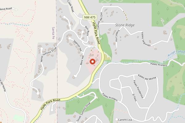 Map showing Izanami at Ten Thousand Waves in Santa Fe