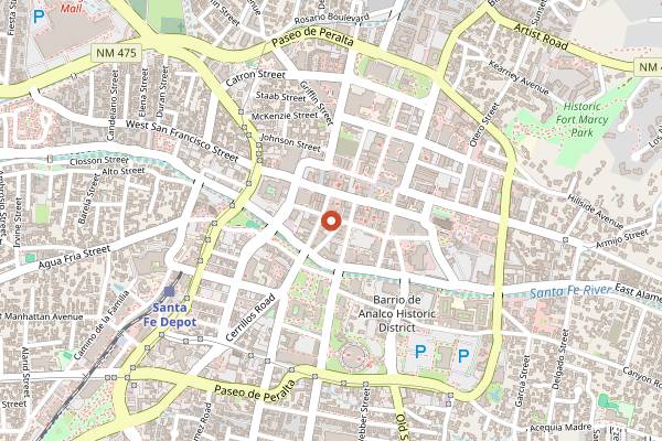 Map showing Coyote Rooftop Cantina in Santa Fe