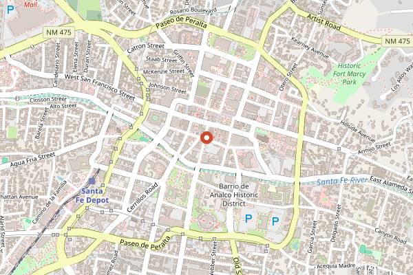 Map showing Cafe Pasqual's in Santa Fe