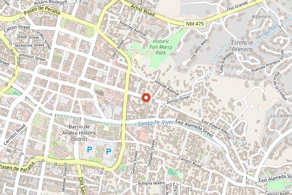 Map showing The Shed in Santa Fe