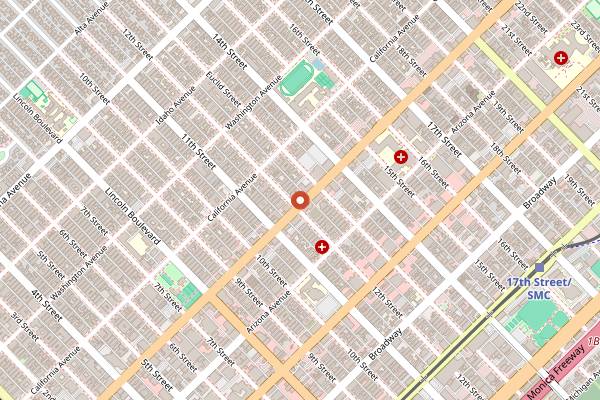 Map showing Petitgrain Boulangerie in Santa Monica