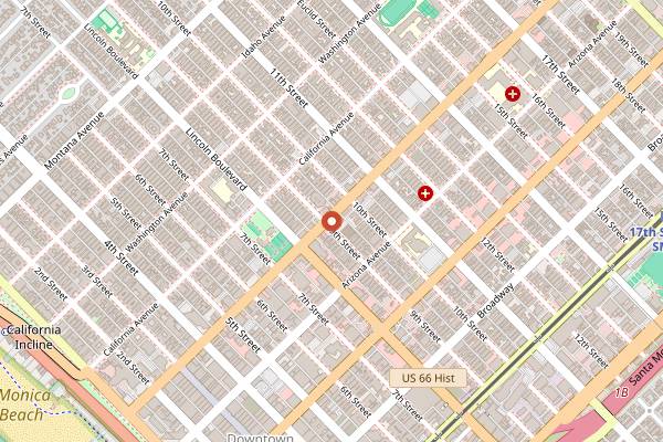 Map showing Benny's Tacos in Santa Monica