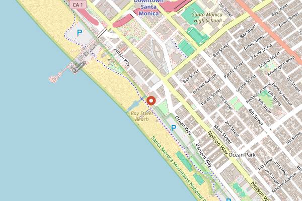 Map showing Hot Dog on a Stick in Santa Monica