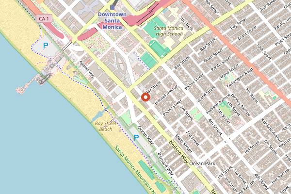 Map showing Dogtown Coffee in Santa Monica