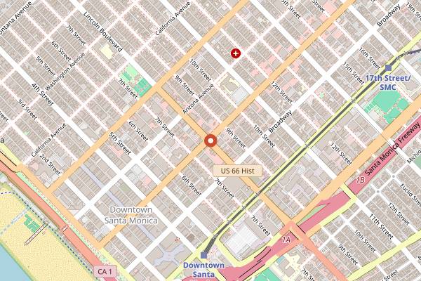 Map showing Main Street Block Party in Santa Monica