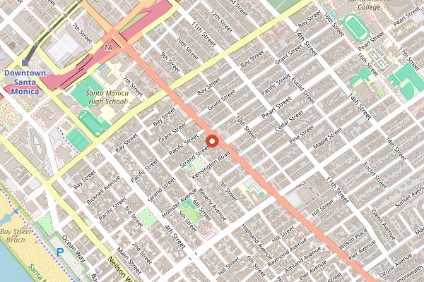 Map showing Satdha Plant Based Thai Kitchen in Santa Monica