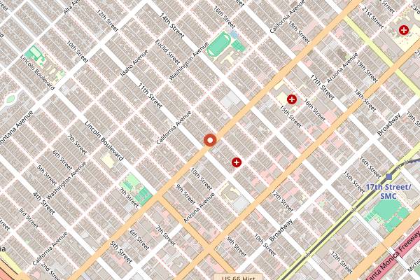 Map showing Rustic Canyon in Santa Monica