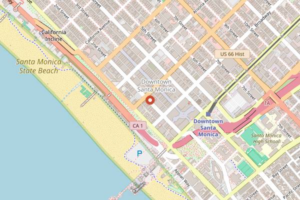 Map showing AJA Vineyards in Santa Monica