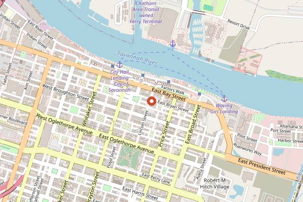 Map showing Abe's on Lincoln in Savannah