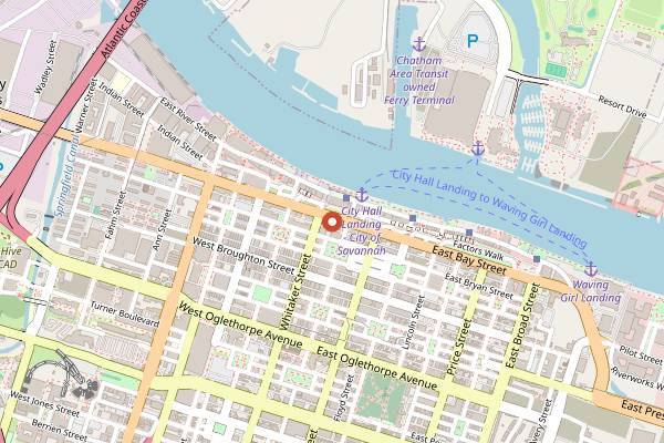 Map showing Churchill's in Savannah