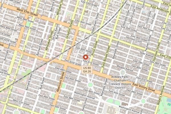 Map showing Green Truck Neighborhood Pub in Savannah