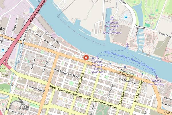 Map showing Rocks on the Roof in Savannah